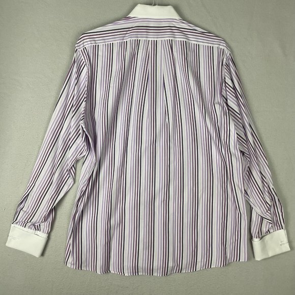 ALEXANDER JULIAN Colours Men's Purple Stripe French Cuff Dress Shirt USA Vintage - Picture 8 of 16